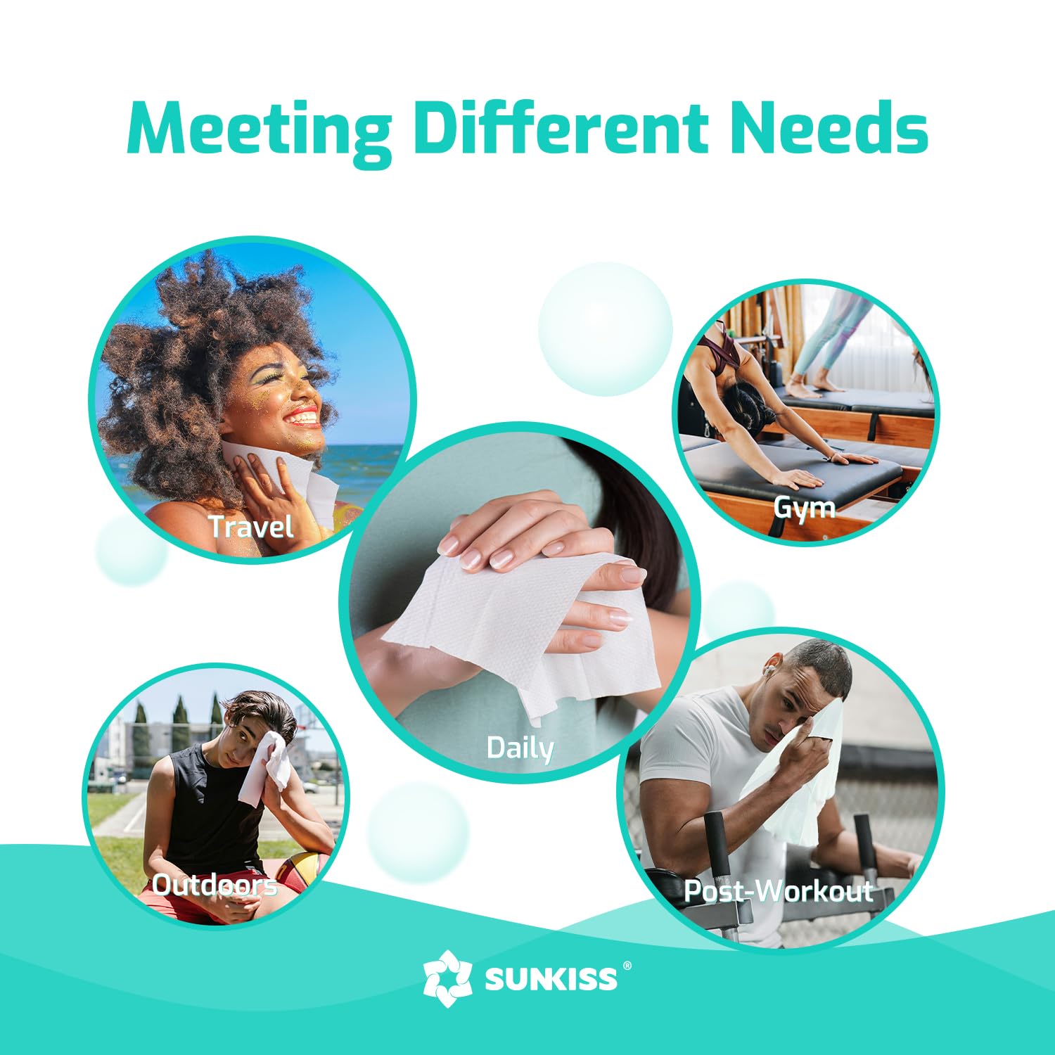  latex-free SUNKISS TrustPlus wipes reduce irritation during cleaning.