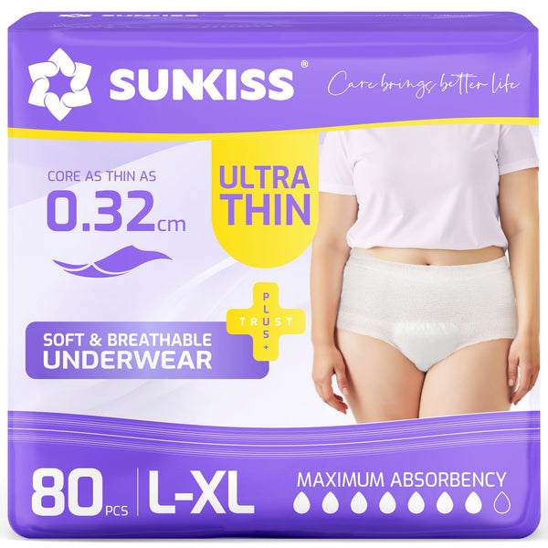 SUNKISS ultra-thin absorbent layer for discreet daily protection.
