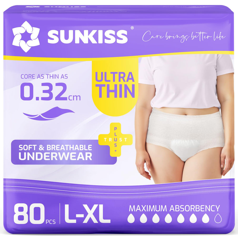 SUNKISS ultra-thin absorbent layer for discreet daily protection.
