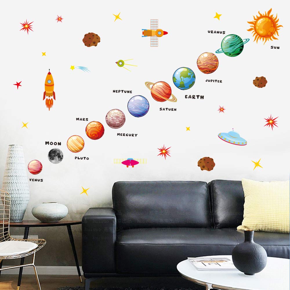 SUNKOO Planets kid room decor DIY sticker keeps decorating simple.