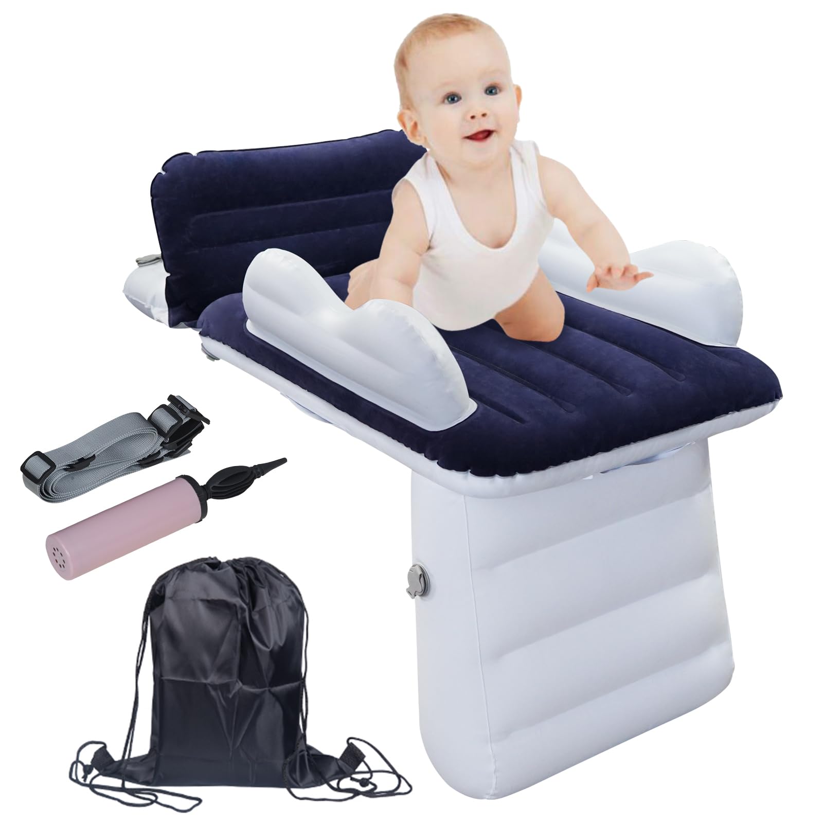 Sunlisky inflatable toddler bed for airplane fit, creating in-flight sleep space.