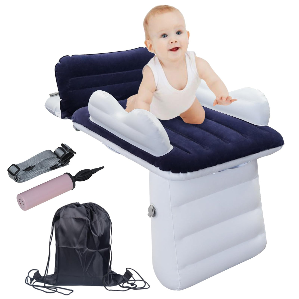 Sunlisky inflatable toddler bed for airplane fit, creating in-flight sleep space.