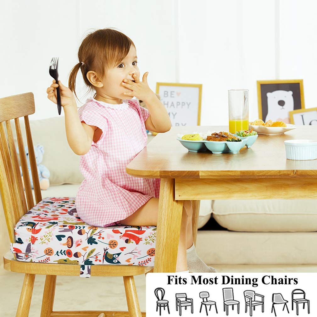 SUNMALL booster seat features adjustable belt to fit different chairs securely.