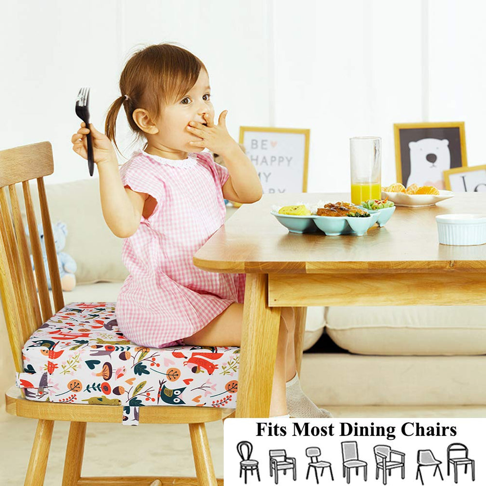 SUNMALL booster seat features adjustable belt to fit different chairs securely.