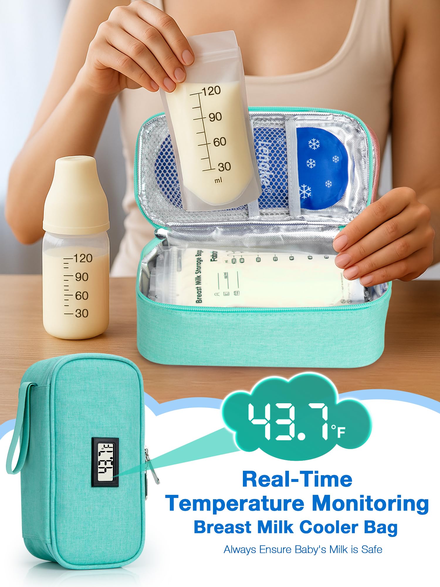 SUNMON cooler bag with ice packs keeps contents cool during trips