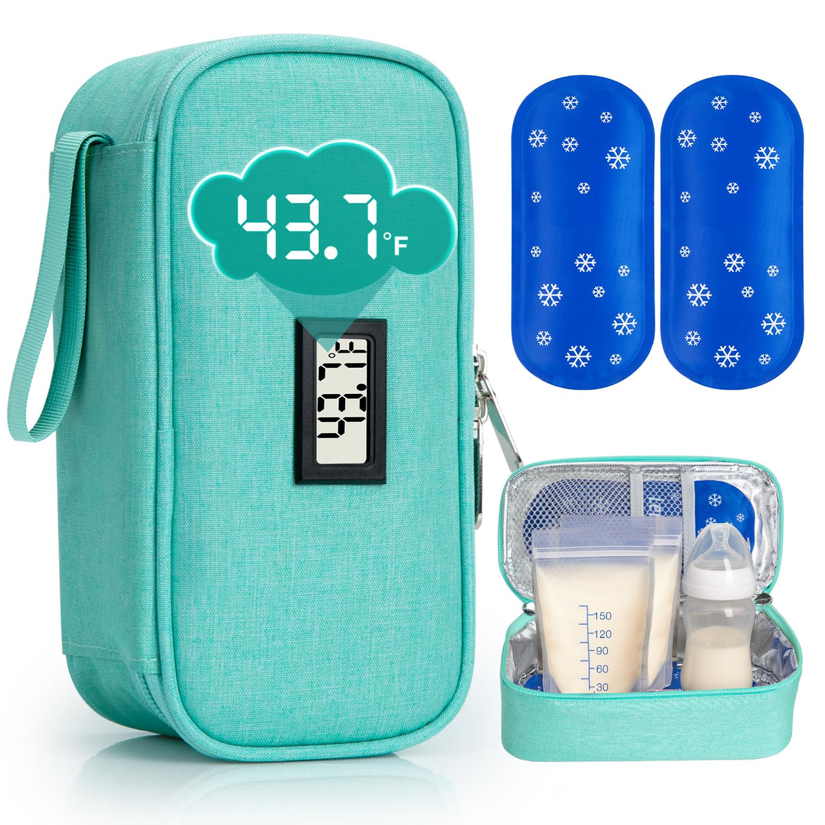 SUNMON breast milk cooler bag with real-time display for on-the-go monitoring