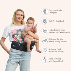 Sunnors hip baby seat side pocket view highlights convenient storage for essentials