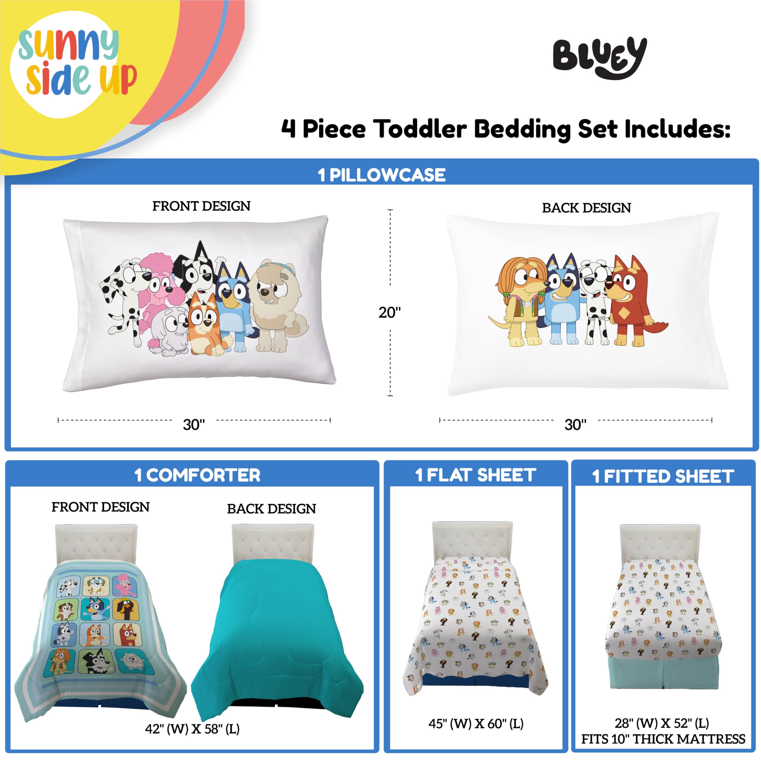 Sunny Side Up Bluey flat sheet complements playful bedtime decor