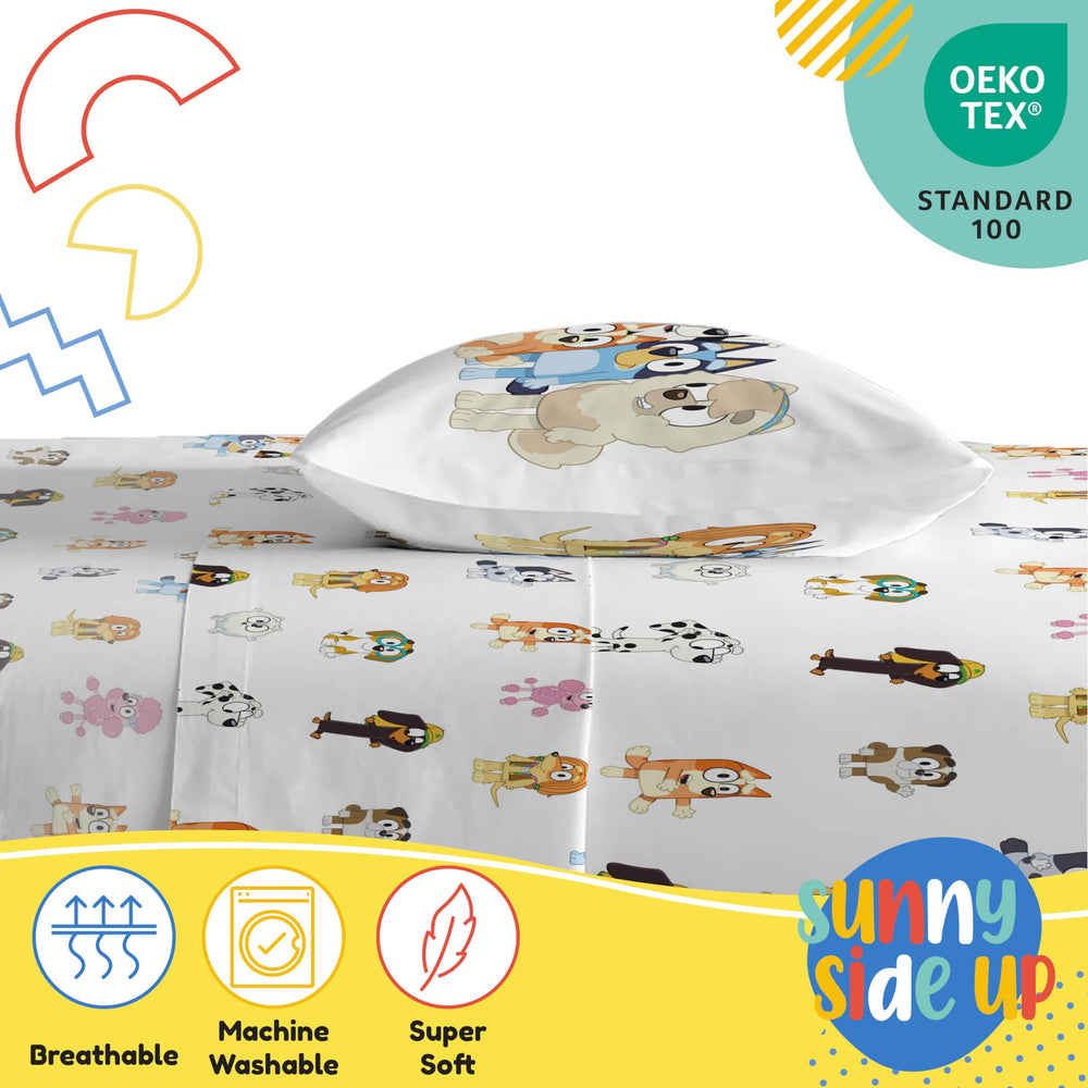 Bluey character design on Sunny Side Up sheets keeps bedtime fun