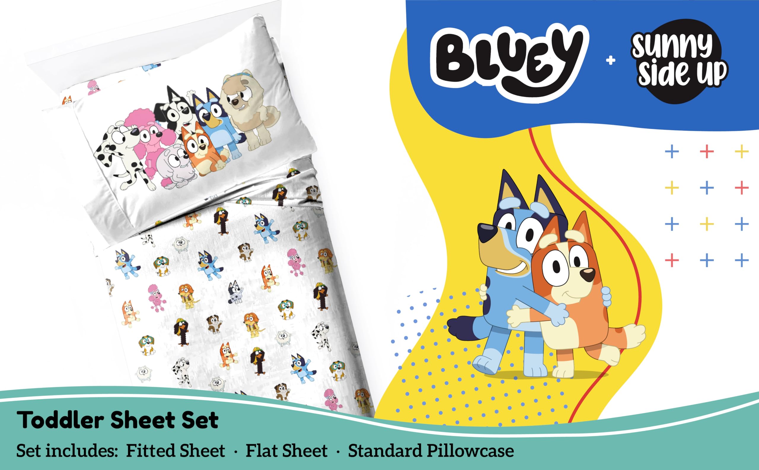 Sunny Side Up Bluey & Friends flat sheet with playful characters for dream-filled nights