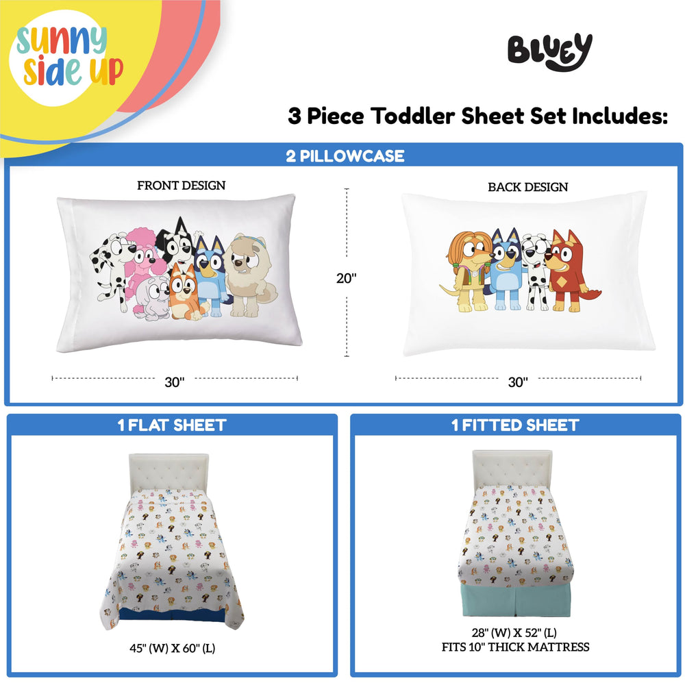 Sunny Side Up pillowcase featuring Bluey characters for kid-friendly bedtime