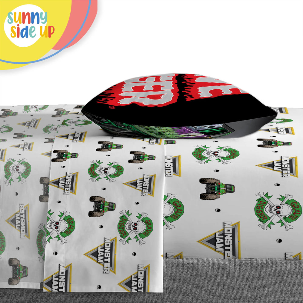 Sunny Side Up Grave Digger design detail adds bold color to bedtime.