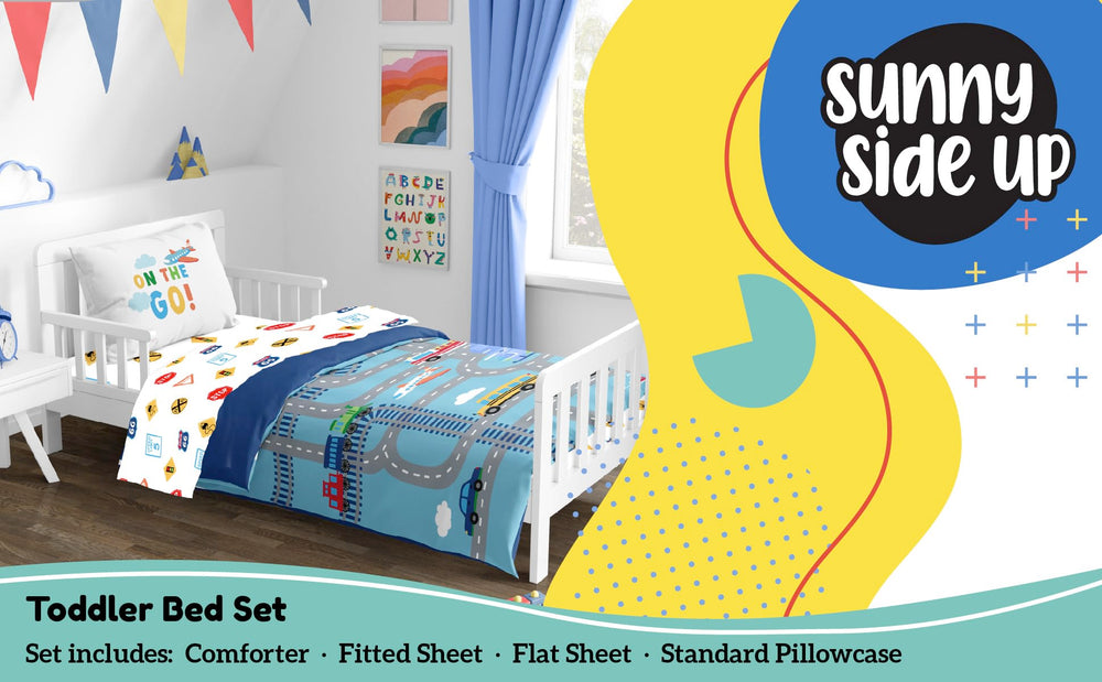 Sunny Side Up vehicle design fitted sheet, bright and kid-friendly