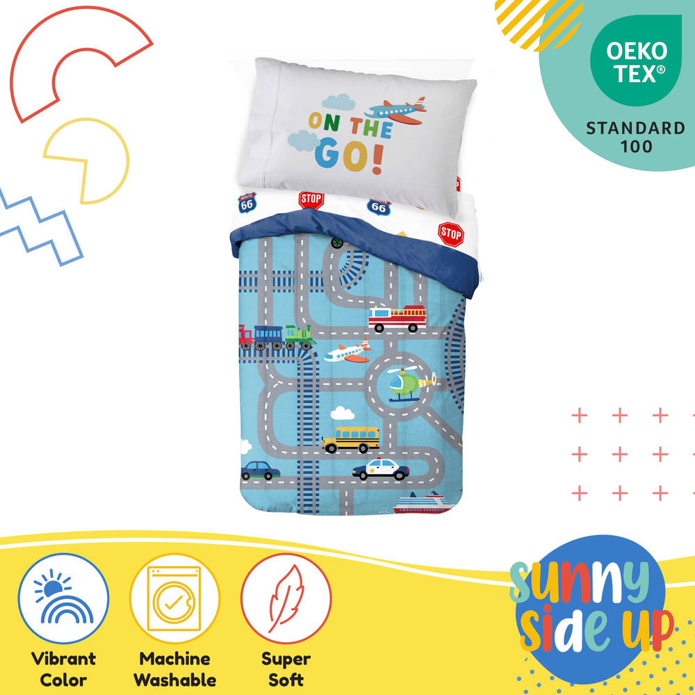 Sunny Side Up car-design pillowcase, keeps bedtime cozy