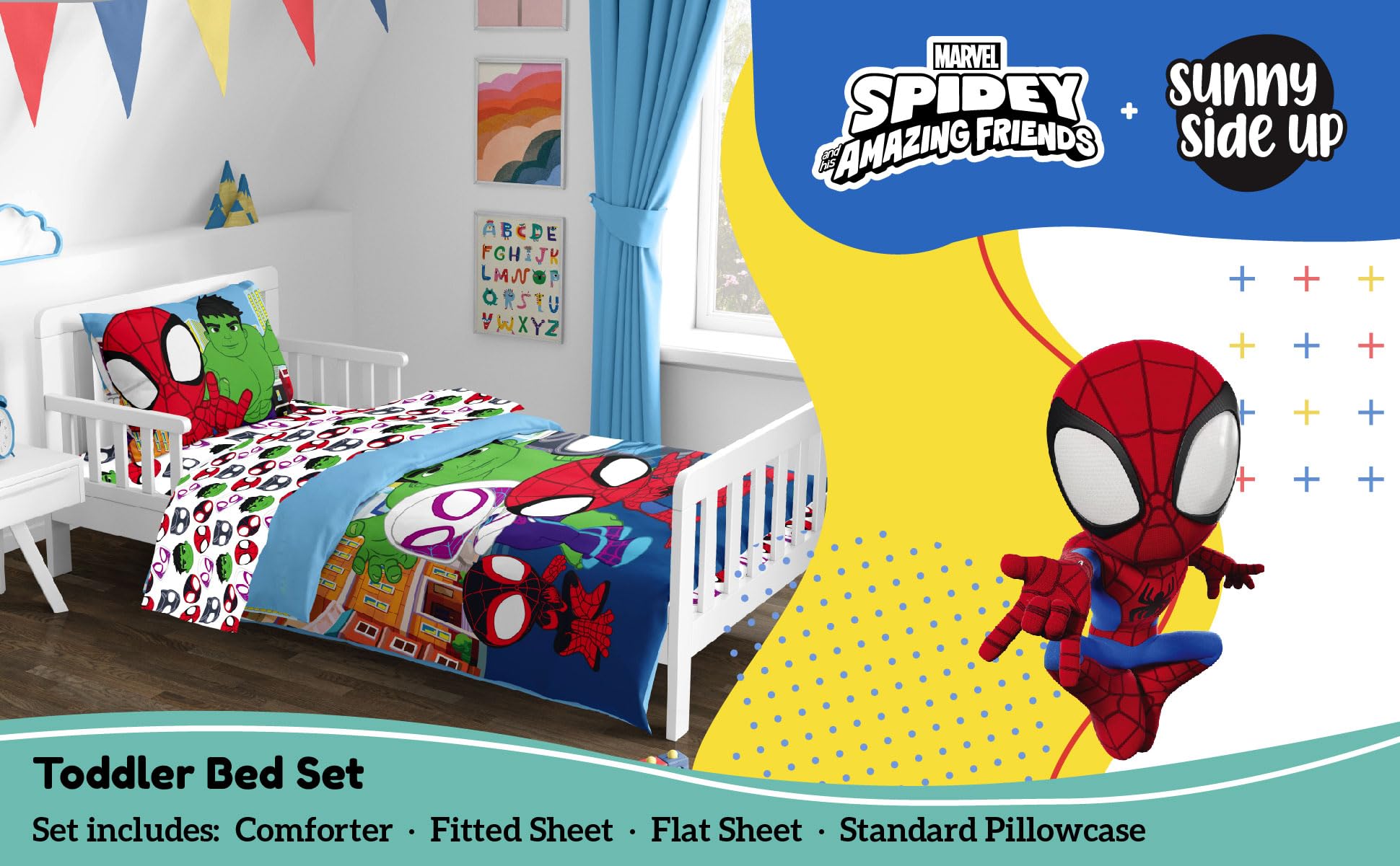 Sunny Side Up Spidey microfiber close-up shows soft, breathable fabric.