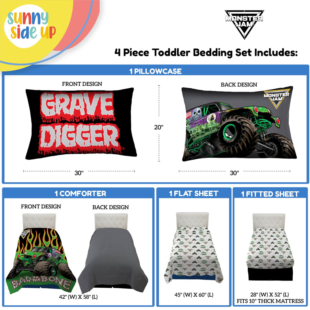 Sunny Side Up flat sheet with vibrant Monster Jam colors for quick decor matching.