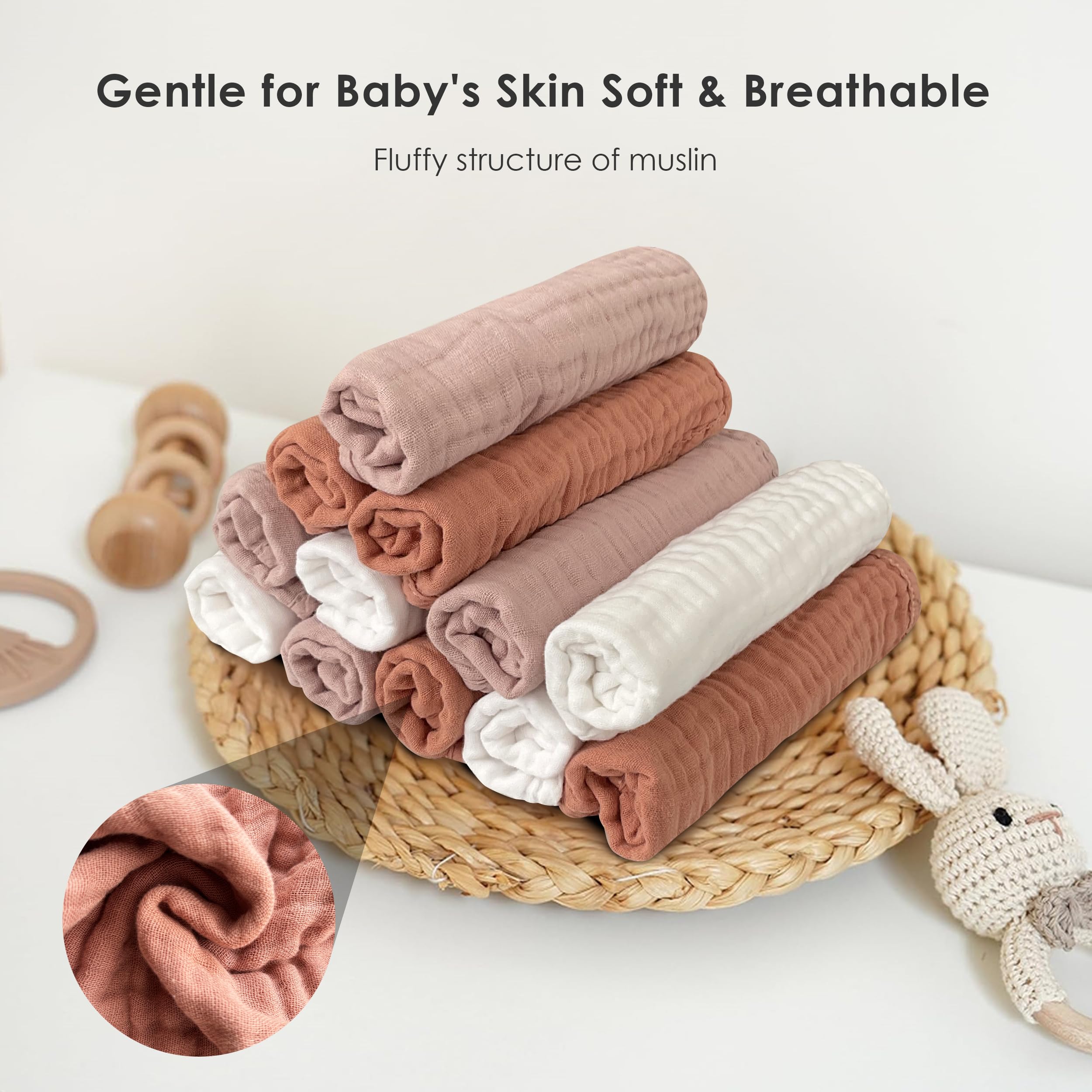 Sunny zzzZZ muslin burp cloths color variety for boys and girls