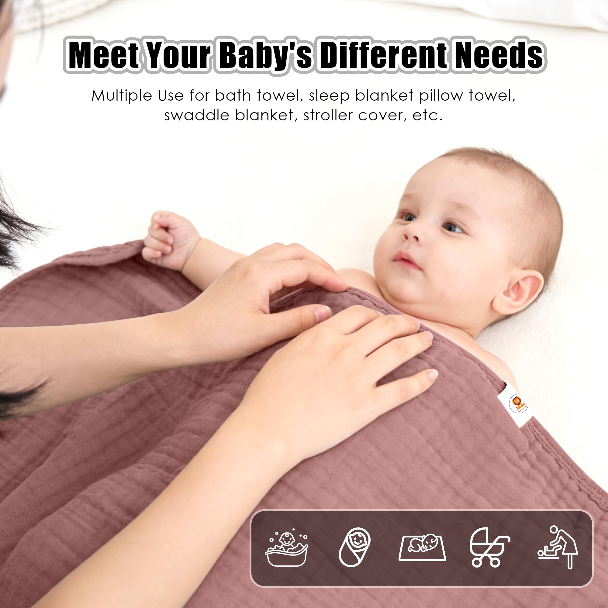 Sunny zzzZZ muslin hooded towel in pastel lavender adds soft color for bath