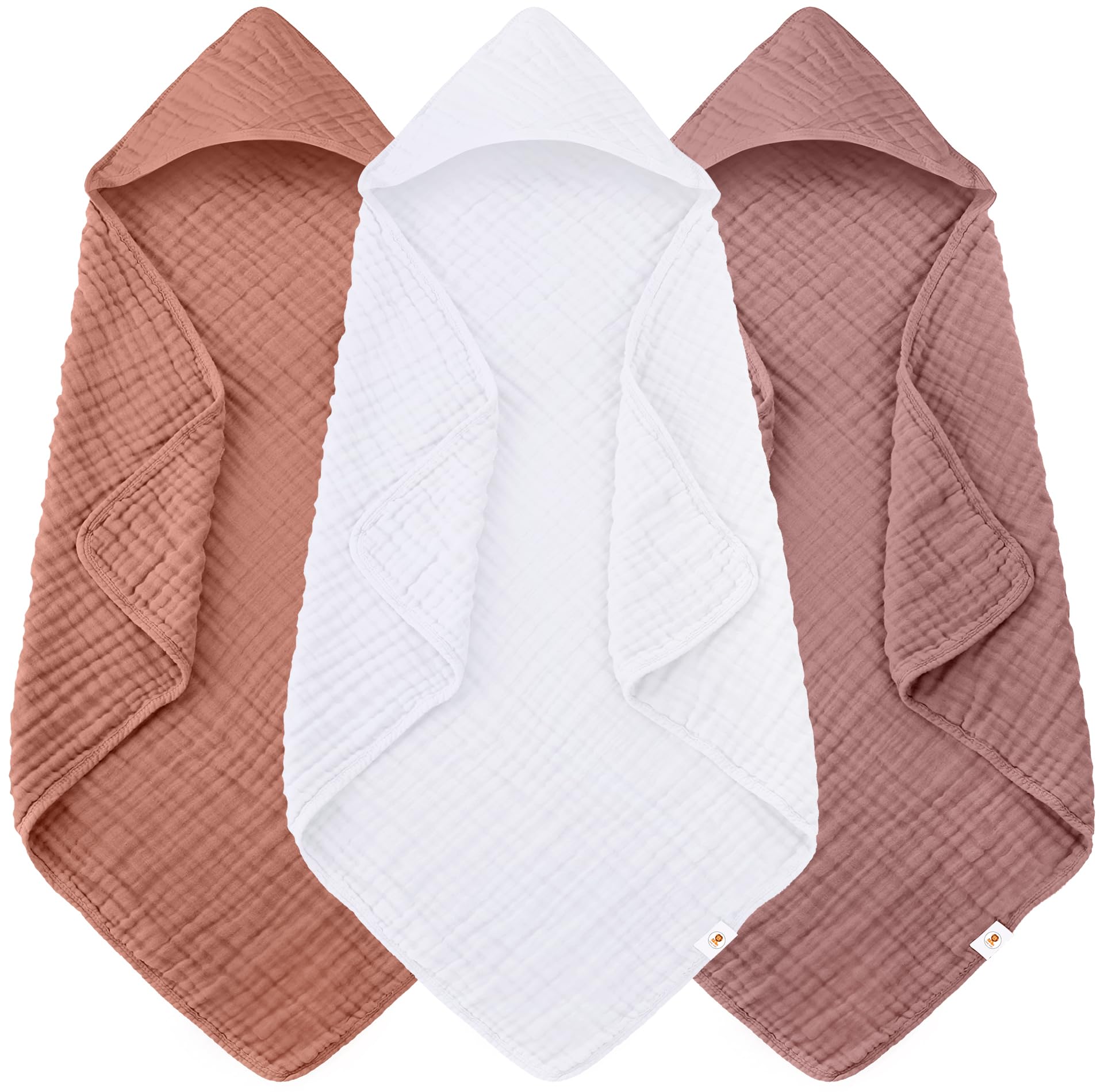 Sunny zzzZZ muslin hooded towel in white for newborn bath time and quick drying