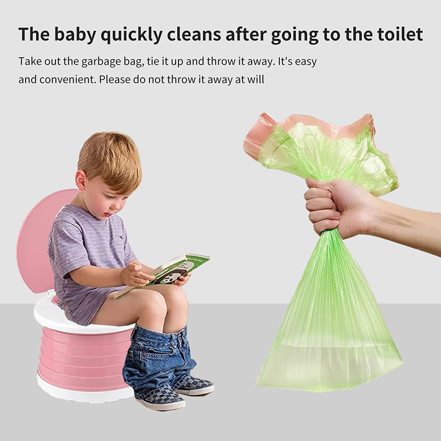 SunnySmile car and camping potty in use enables quick, mess-free breaks.