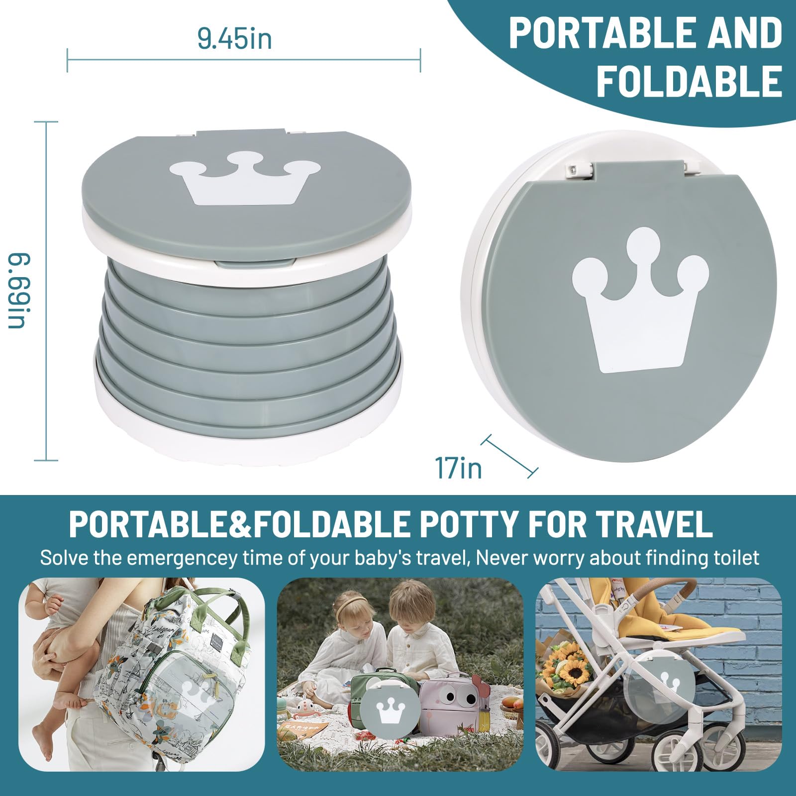 SunnySmile compact potty seat used while camping outdoors