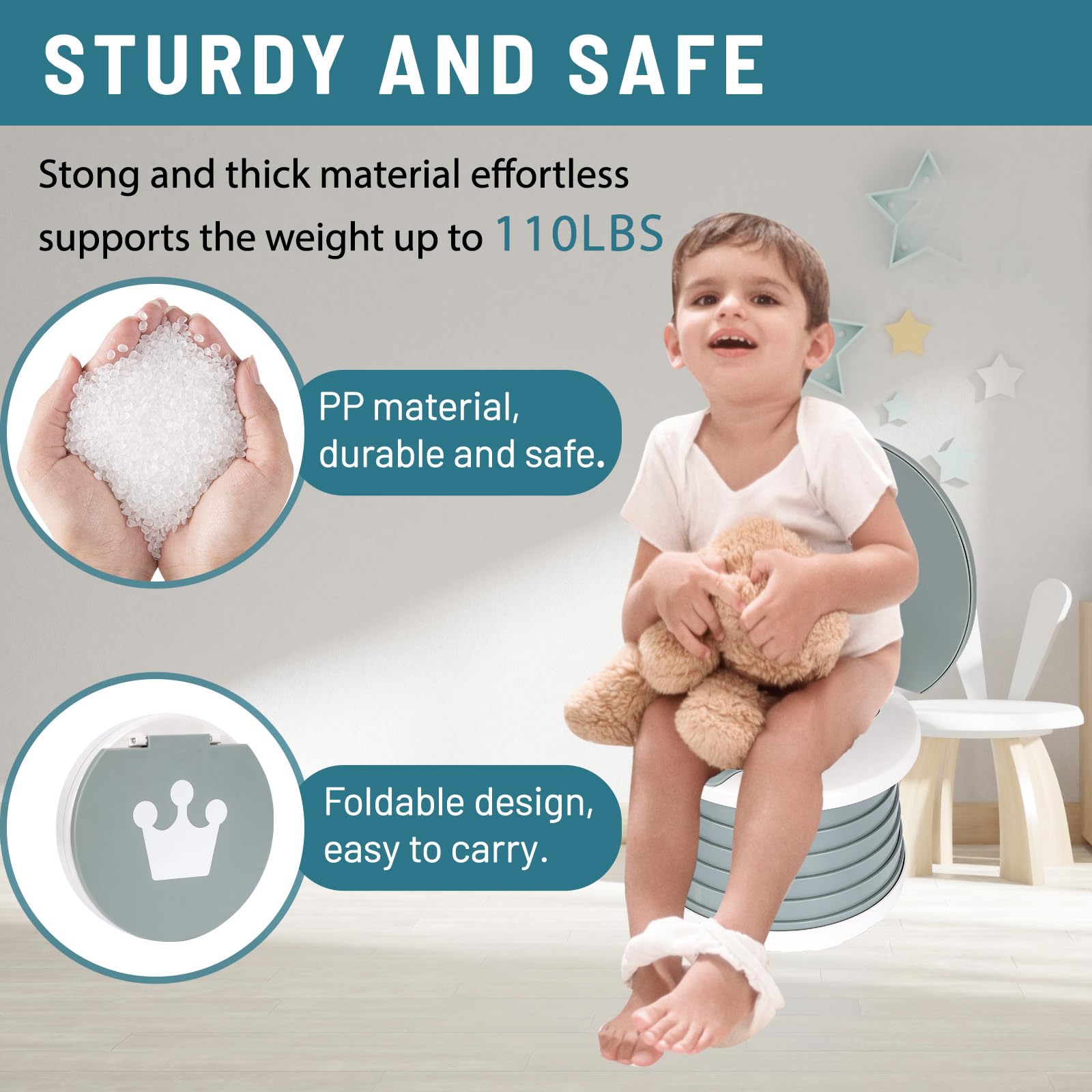 SunnySmile potty seat in use inside a car during travel
