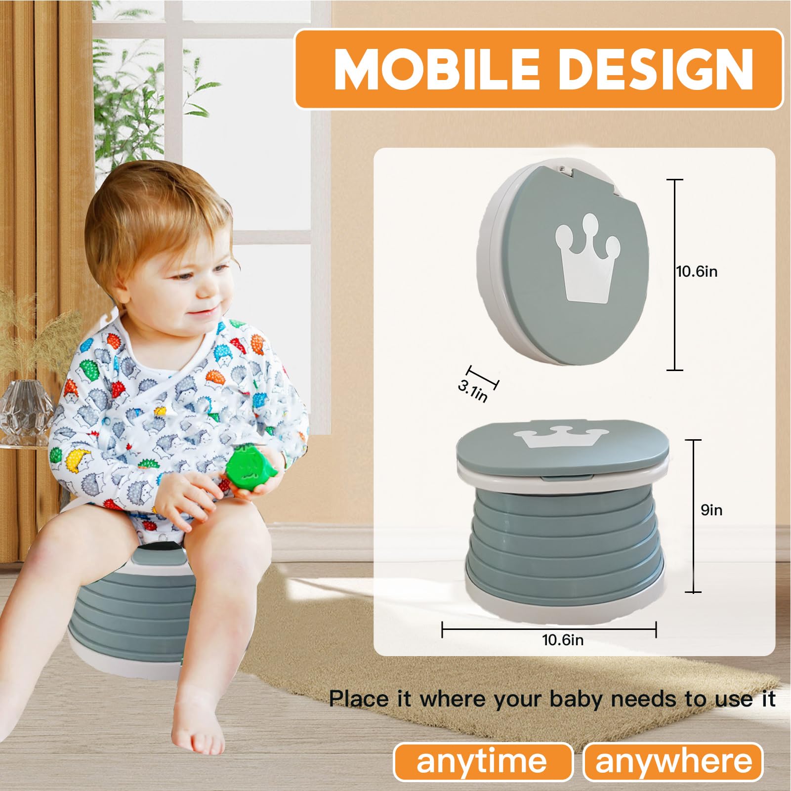 SunnySmile Travel Potty components with bag and rolls for easy cleanup