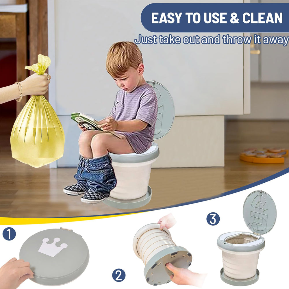 SunnySmile Travel Potty storage bag with cleaning supplies and organization