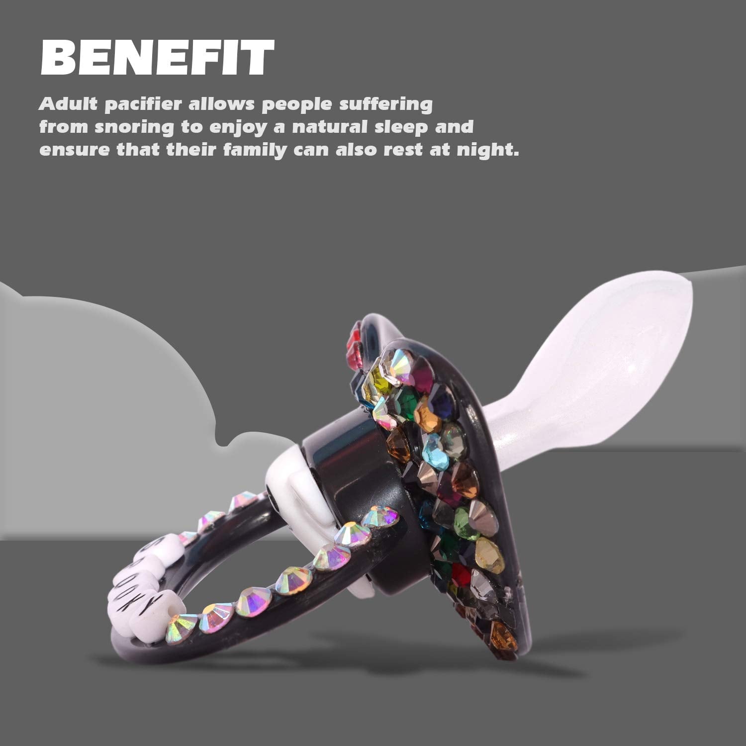 SUNOWE Black Ghost pacifier in use illustrates calm, relaxing bedtime ritual.