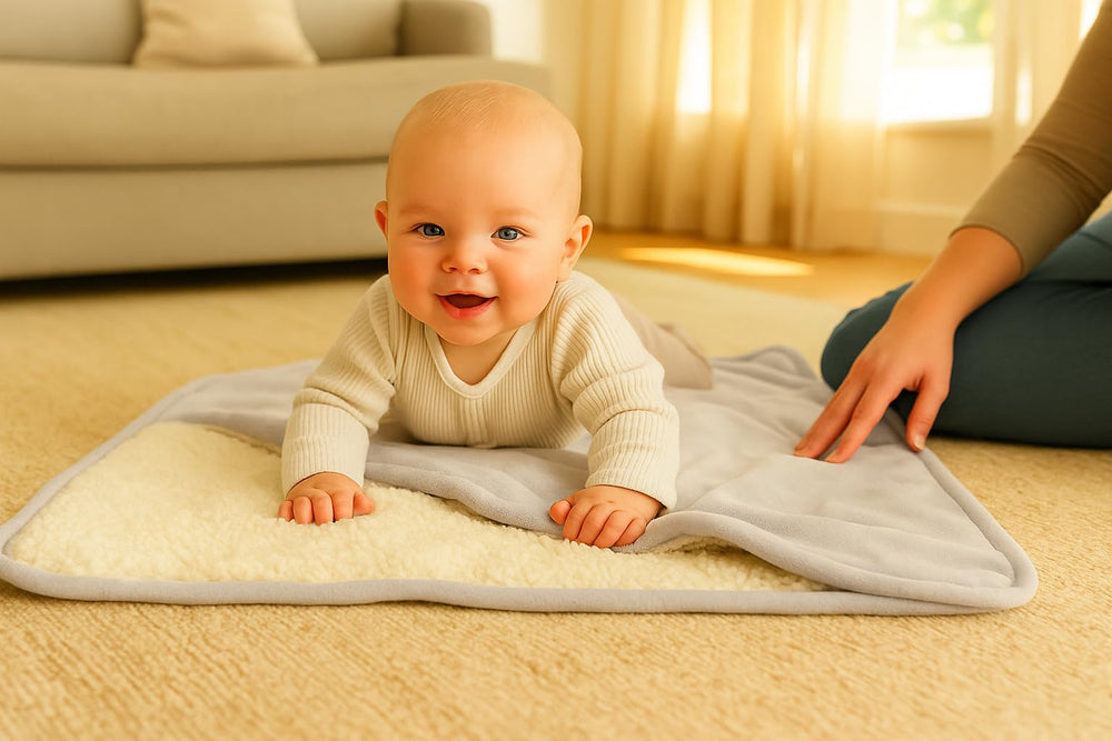 SUNSHINE & SNUGGLES crib blanket emphasizing gentle, breathable fabric for naps