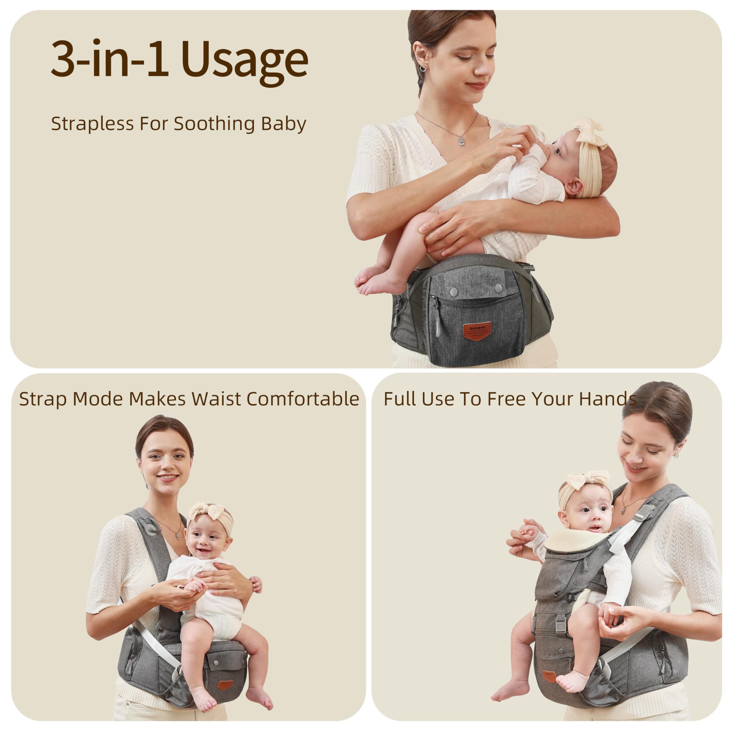 SUNVENO breathable 3D mesh front pocket helps keep baby cool
