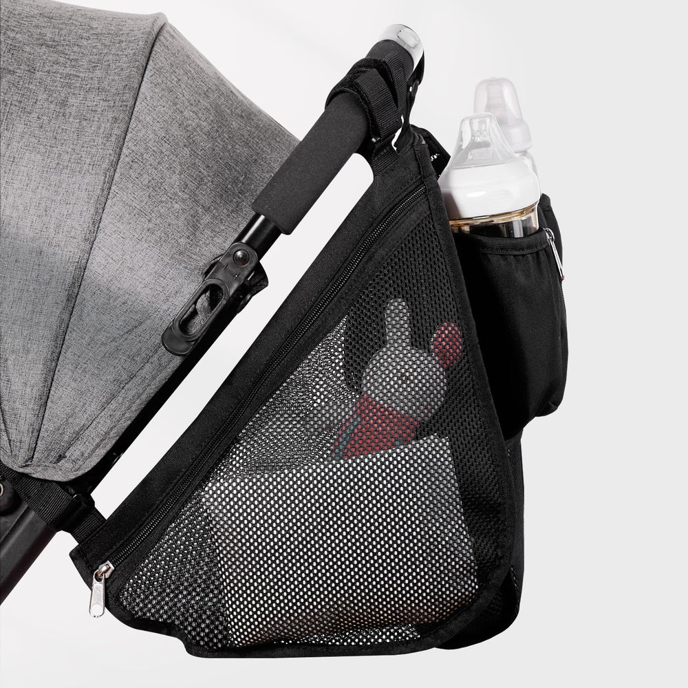 Sunveno side pockets hold toys and wipes for quick access