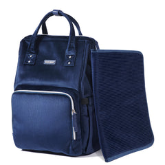 SUNVENO velvet stitching diaper bag backpack in blue for stylish baby care