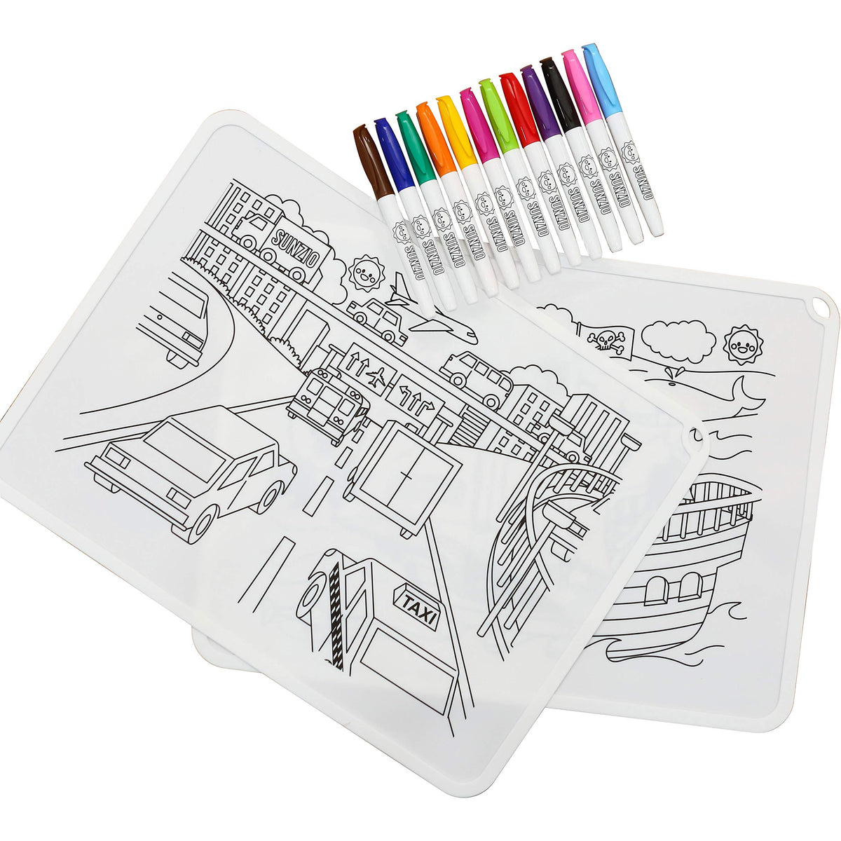 SunZio silicone placemat city traffic design keeps meals tidy and engaging.