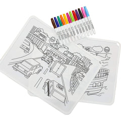 SunZio silicone placemat city traffic design keeps meals tidy and engaging.