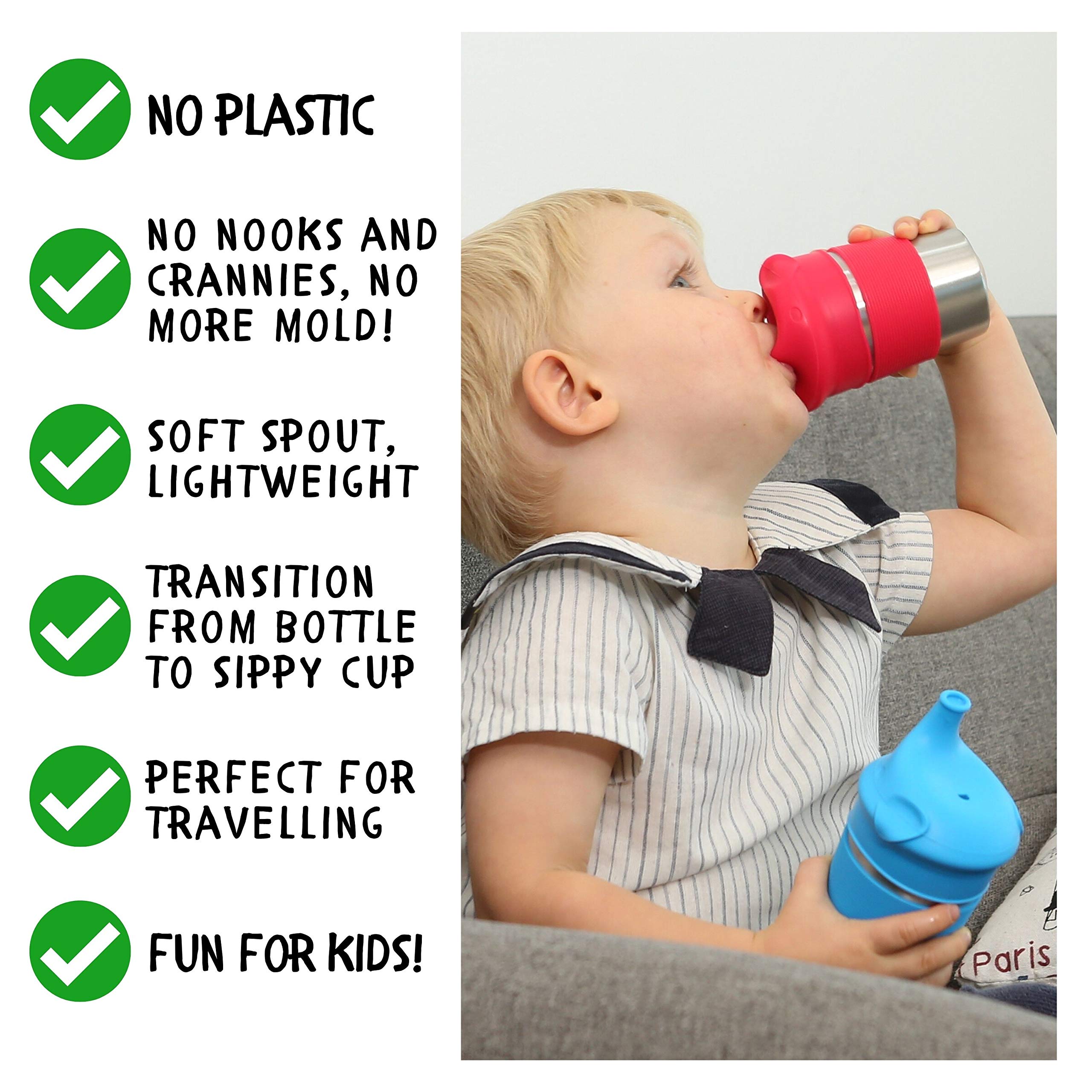 SUNZIO close-up of soft spout for comfortable learning.