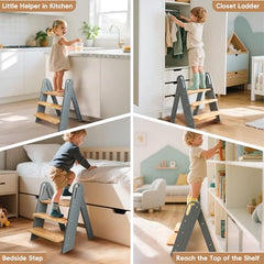 Suihuooo grey step stool with safety rails for stable toddler support.