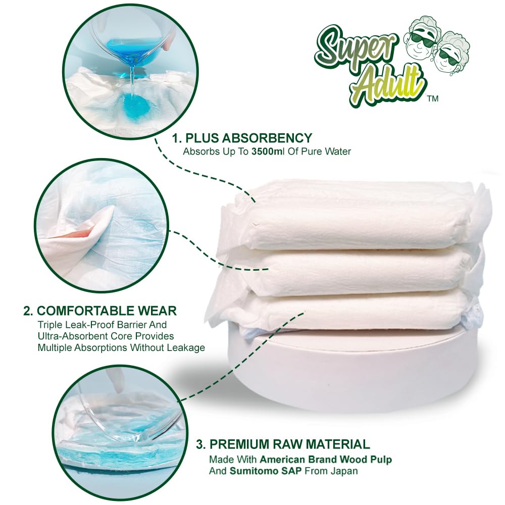 Super Adult dual leg cuffs provide a secure leak guard.