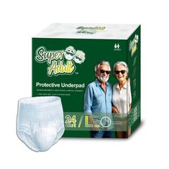 Super Adult protective underwear with overnight absorbent core for maximum security.