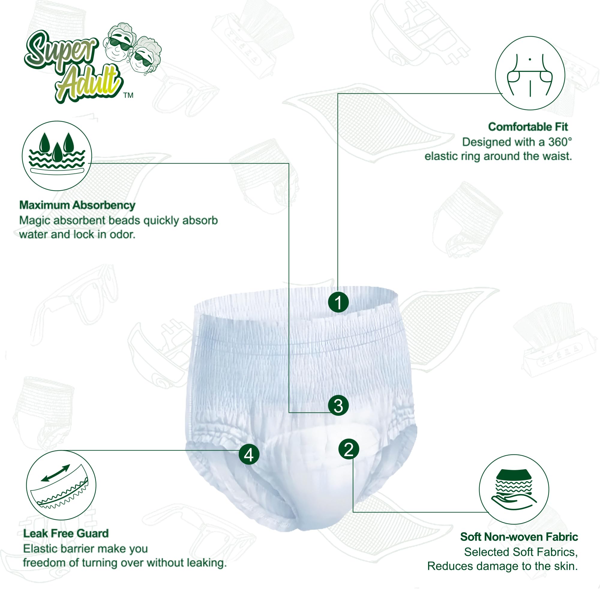 Super Adult seamless design offers discreet everyday wear.