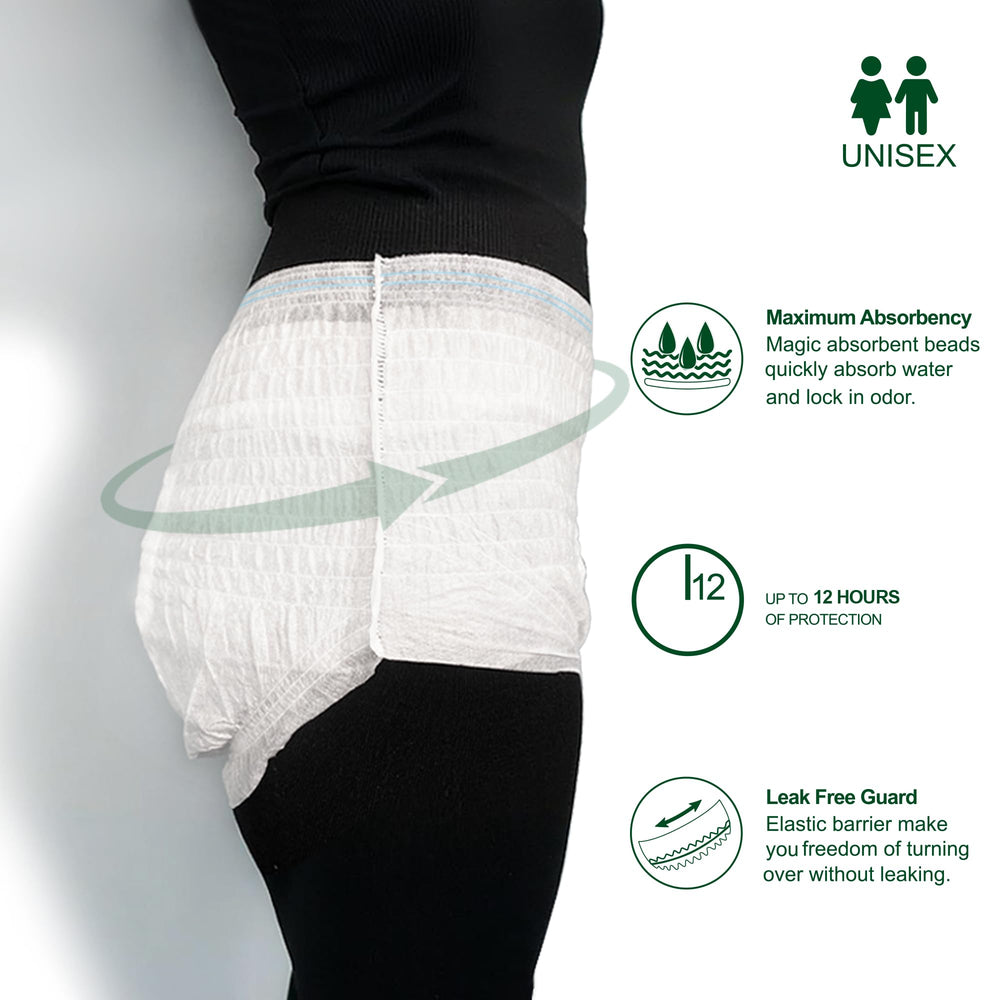 Super Adult tear-away sides for quick changes on the go.