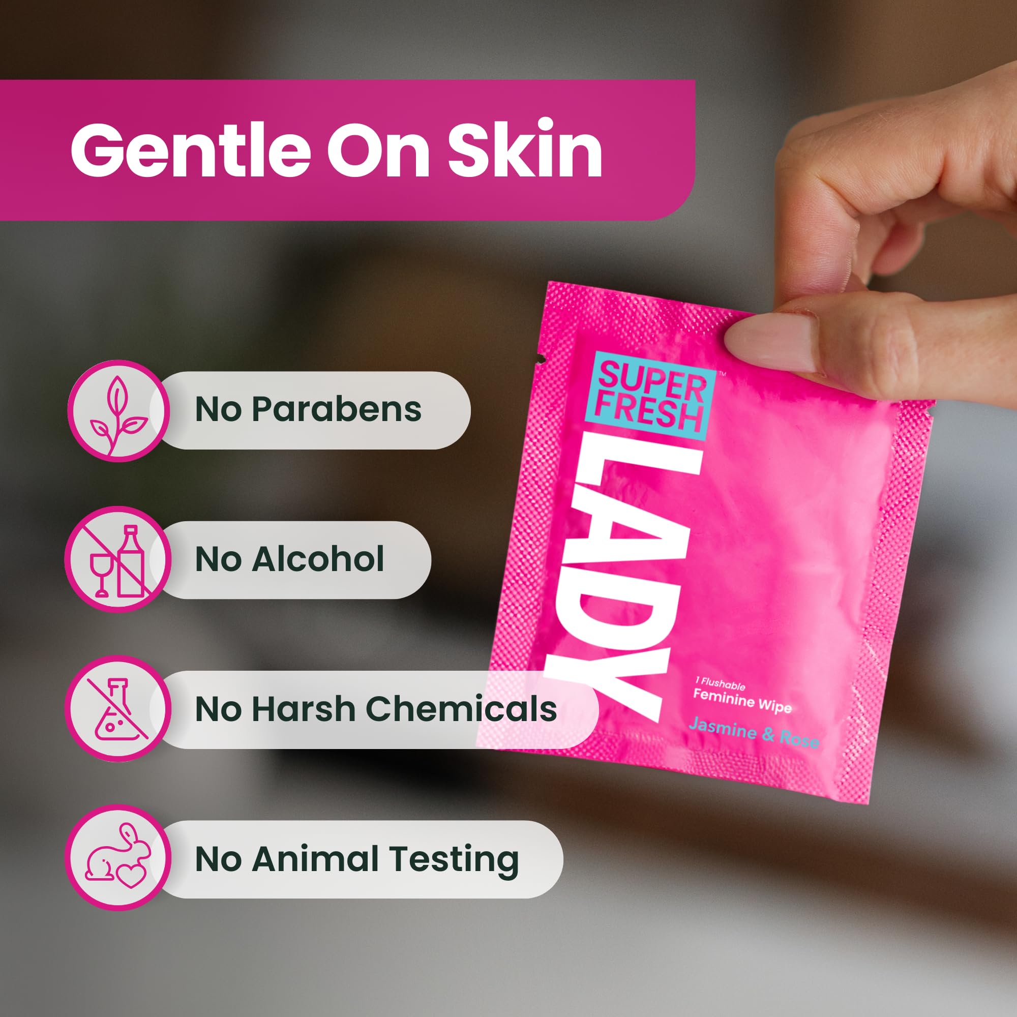 Super Fresh Co Wipes on-the-go bag — easy daily intimate hygiene.
