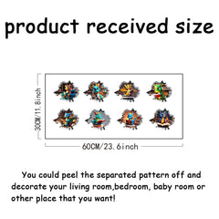 SUPERDANT dragon in hole decal adds vibrant color to nursery walls.