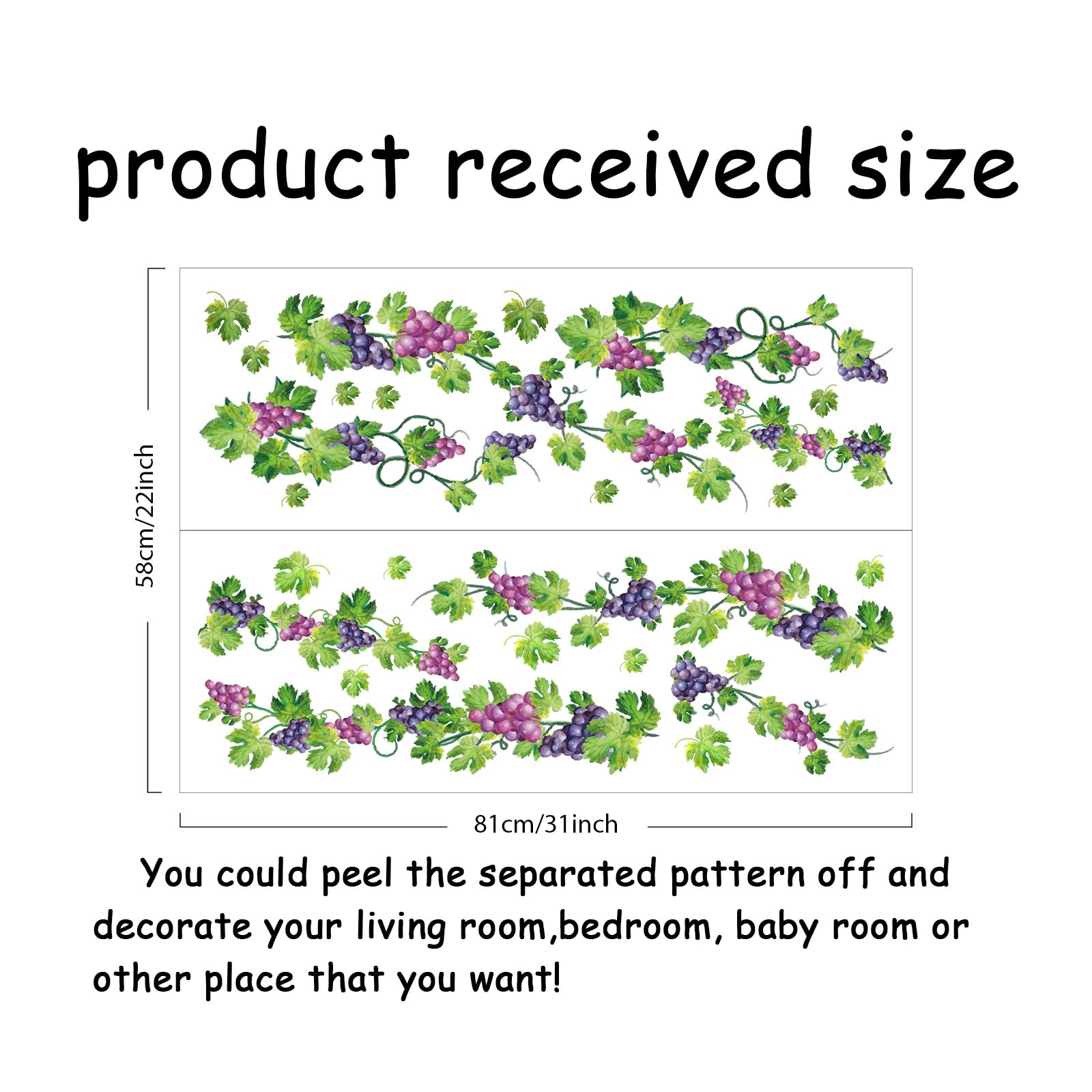 SUPERDANT Grapes vine wall sticker showcases bright colors on tile or glass surfaces.