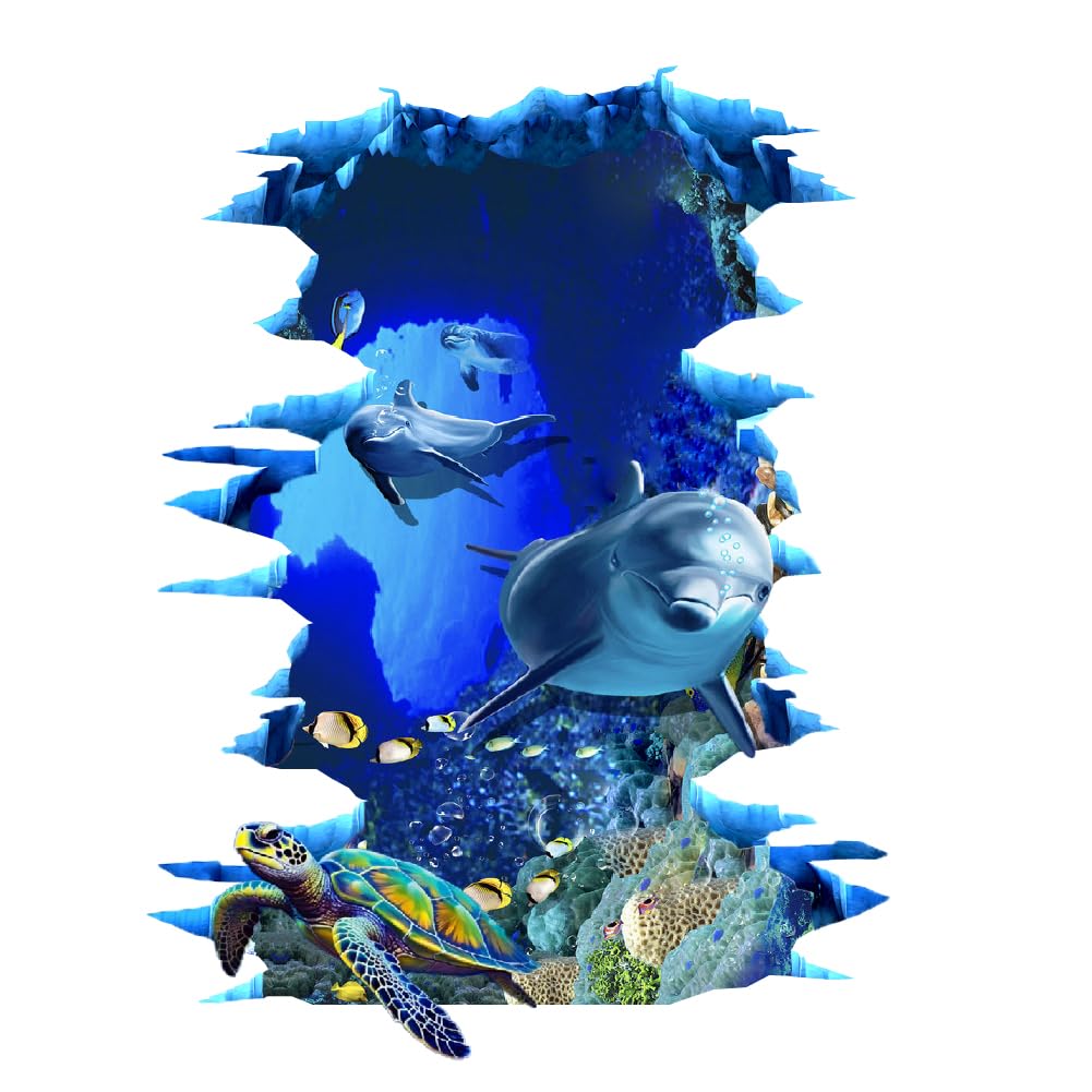 SUPERDANT Ocean World Dolphin 3D sticker for vivid kids' room wall decor.