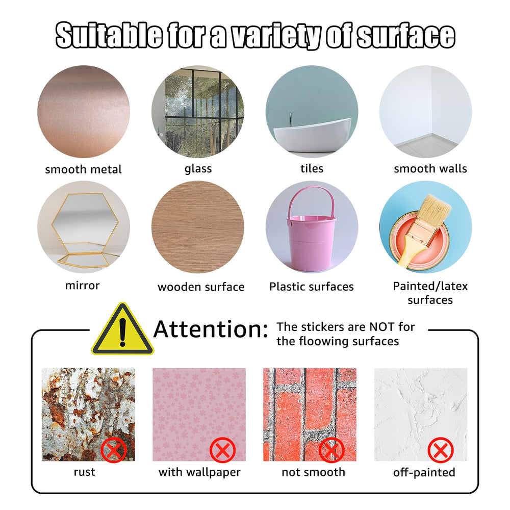 SUPERDANT smooth-surface-friendly decor sticks to walls, mirrors, and doors.