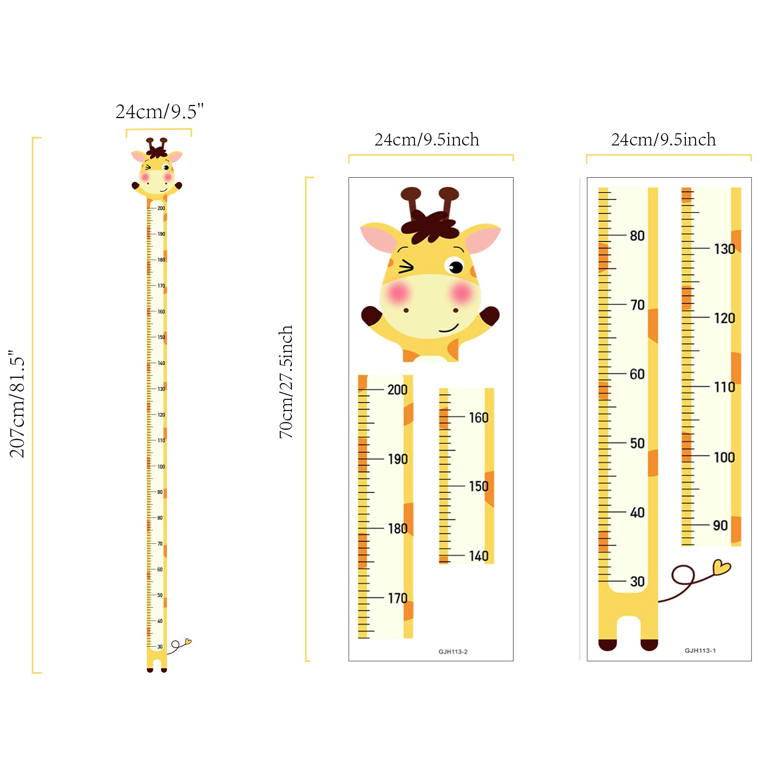 SUPERDANT wall sticker height chart giraffe on smooth surface for easy growth tracking