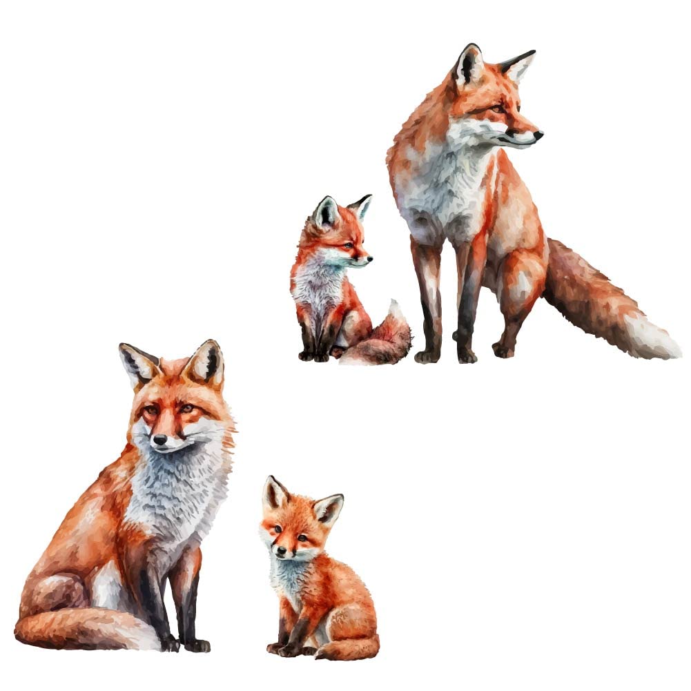 SUPERDANT watercolor fox wall sticker set brightens nursery walls.