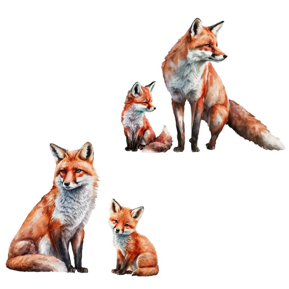 SUPERDANT watercolor fox wall sticker set brightens nursery walls.
