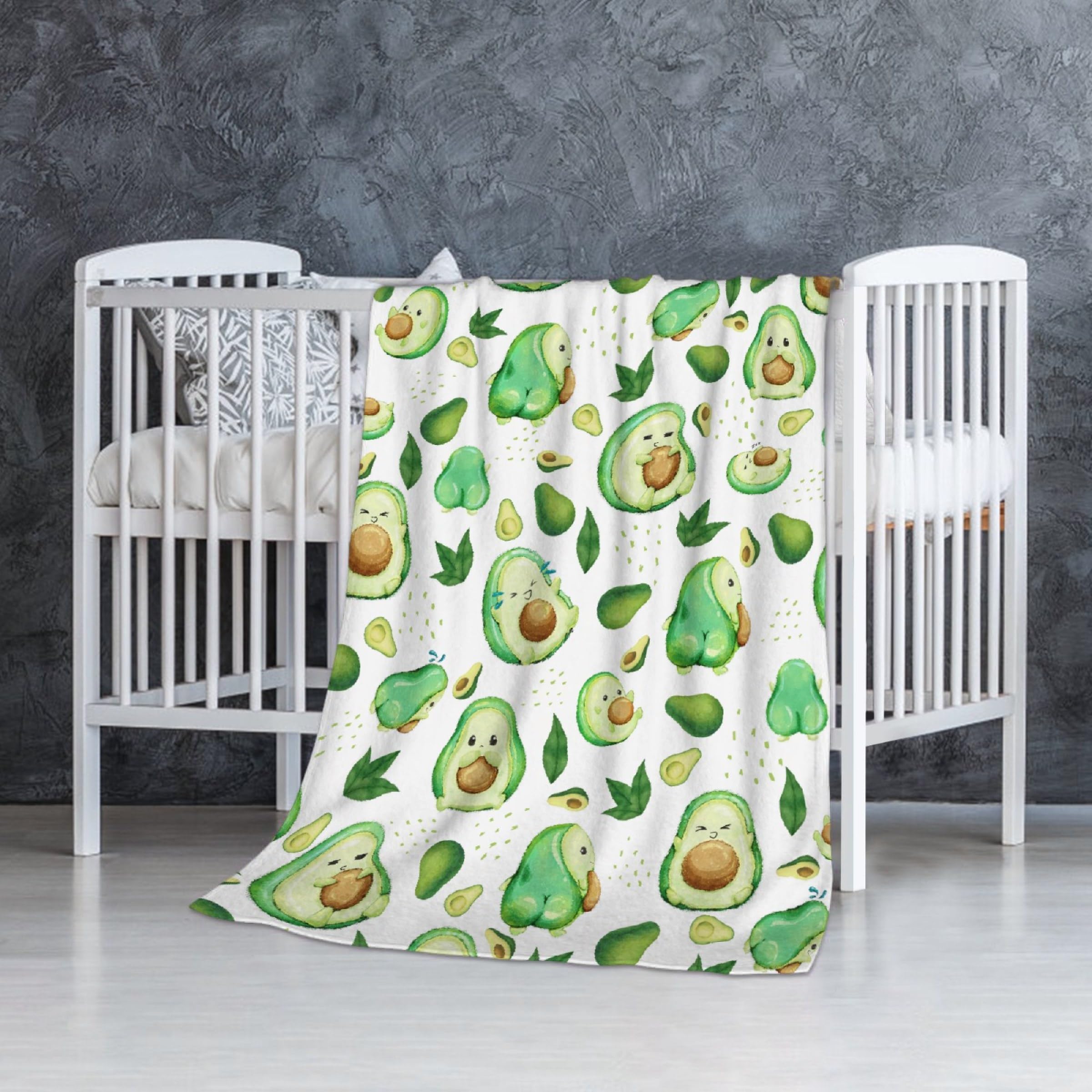 Superich avocado watercolor baby blanket cozy nap-time scene for soothing comfort.
